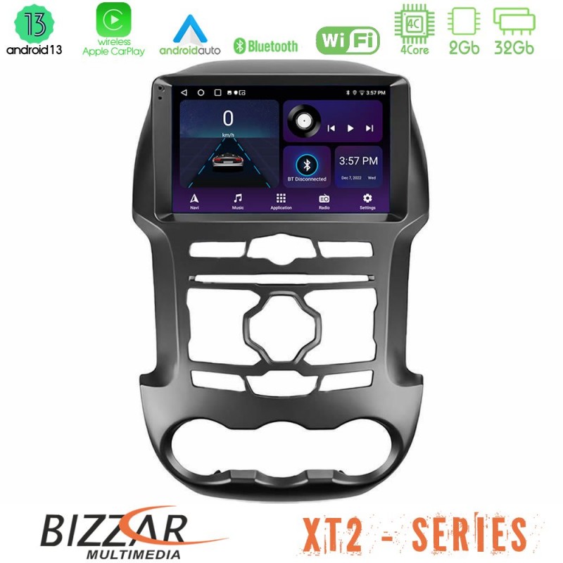 Bizzar XT2 Series 4Core Android13 2+32GB Ford Ranger 2012-2016 Navigation Multimedia Tablet 9