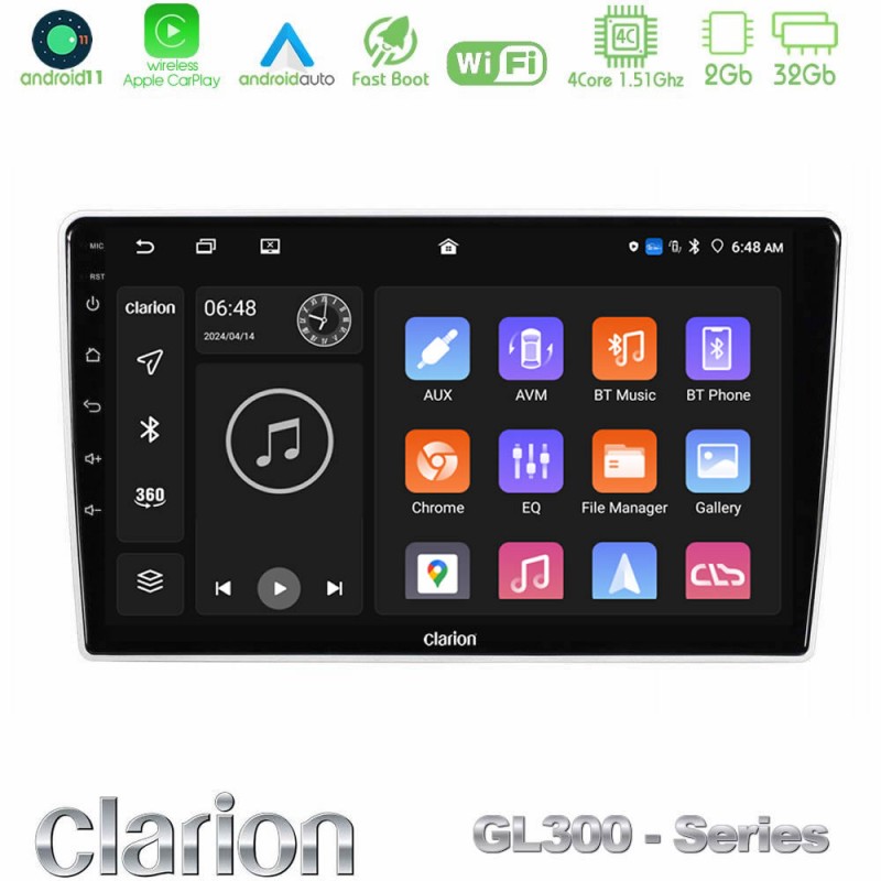 Clarion GL300 Series Kia Sportage 2005-2008 4Core Android11 2+32GB Navigation Multimedia Tablet 9″ Με Carplay & Android Auto