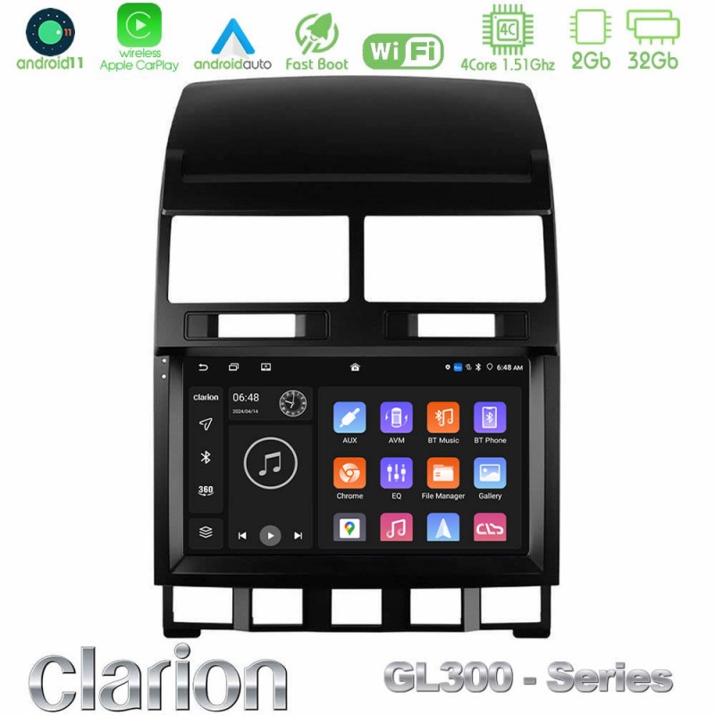 Clarion GL300 Series 4Core Android11 2+32GB VW Touareg 2002 – 2010 Navigation Multimedia Tablet 9