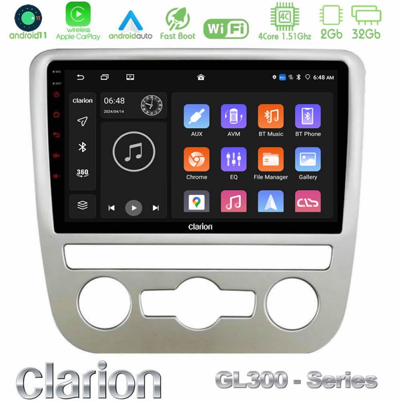 Clarion GL300 Series 4Core Android11 2+32GB VW Scirocco 2008 – 2014 Navigation Multimedia Tablet 9