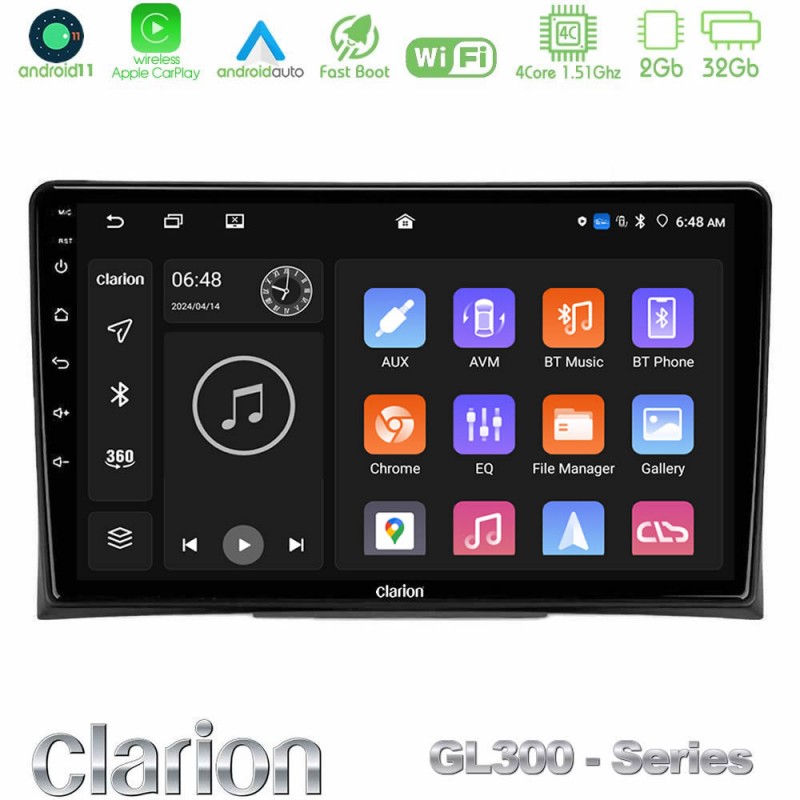 Clarion GL300 Series 4Core Android11 2+32GB VW Transporter 2003-2015 Navigation Multimedia Tablet 9