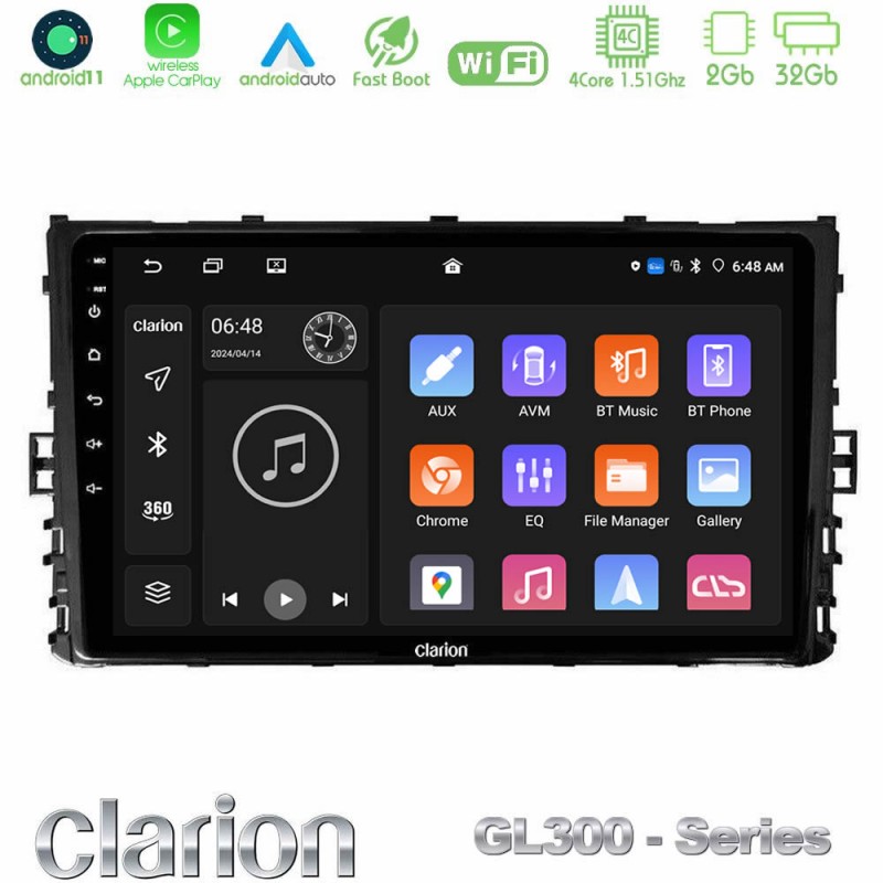 Clarion GL300 Series 4Core Android11 2+32GB VW MQB 2017-&gt; Navigation Multimedia Tablet 9