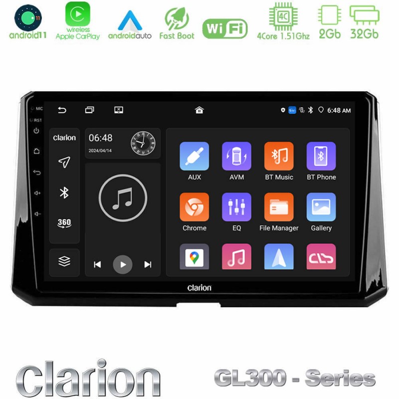 Clarion GL300 Series 4Core Android11 2+32GB Toyota Corolla 2019-2022 Navigation Multimedia Tablet 9