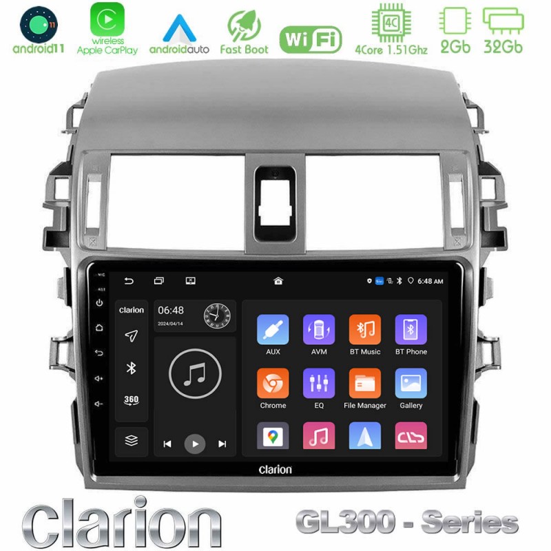 Clarion GL300 Series 4Core Android11 2+32GB Toyota Corolla 2008-2010 Navigation Multimedia Tablet 9