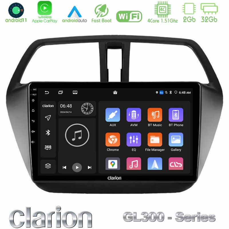 Clarion GL300 Series 4Core Android11 2+32GB Suzuki SX4 S-Cross Navigation Multimedia Tablet 9