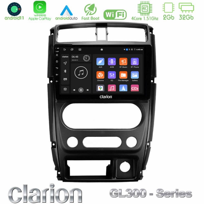 Clarion GL300 Series 4Core Android11 2+32GB Suzuki Jimny 2007-2017 Navigation Multimedia Tablet 9