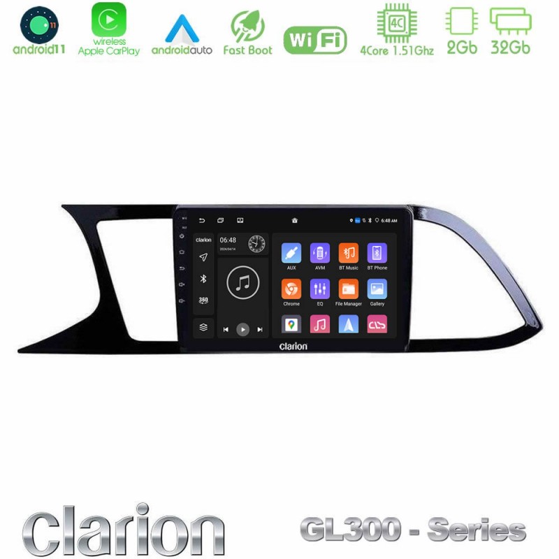 Clarion GL300 Series 4Core Android11 2+32GB Seat Leon 2013 – 2019 Navigation Multimedia Tablet 9