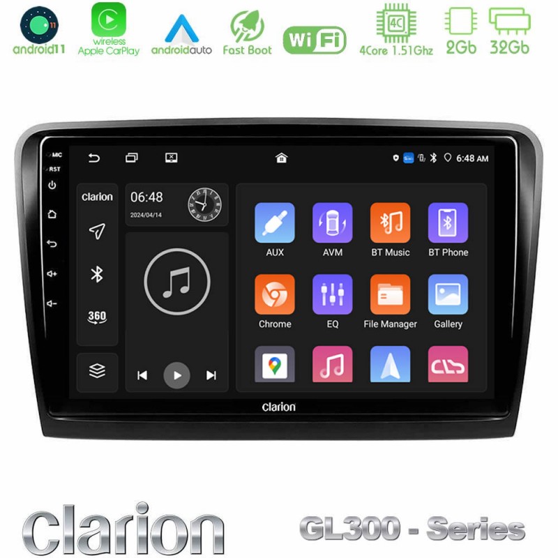 Clarion GL300 Series 4Core Android11 2+32GB Skoda Superb 2008-2015 Navigation Multimedia Tablet 9