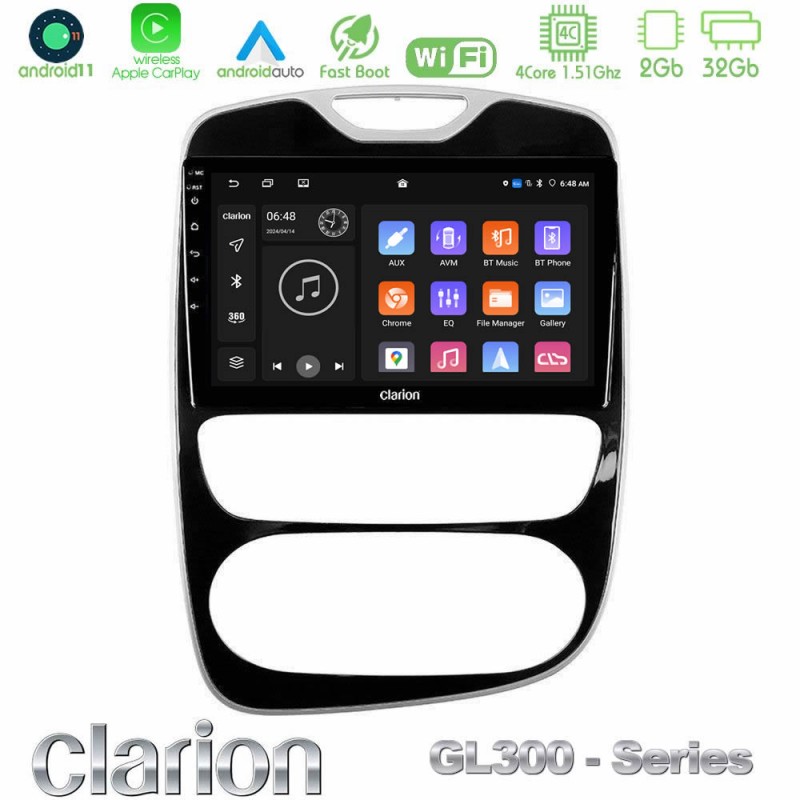 Clarion GL300 Series 4Core Android11 2+32GB Renault Clio 2016-2019 Navigation Multimedia Tablet 10