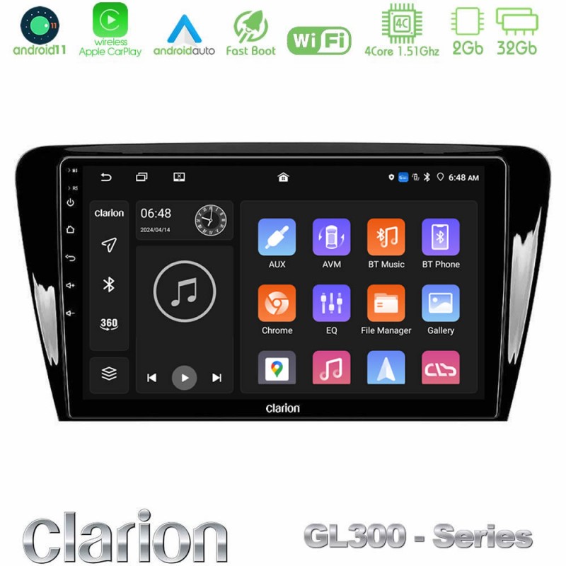 Clarion GL300 Series 4Core Android11 2+32GB Skoda Octavia 7 Navigation Multimedia Tablet 10