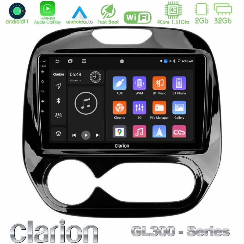 Clarion GL300 Series 4Core Android11 2+32GB Renault Captur 2013-2019 (Auto AC) Navigation Multimedia Tablet 9