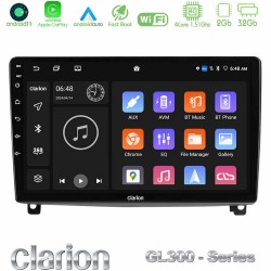 Clarion GL300 Series 4Core Android11 2+32GB Peugeot 407 Navigation Multimedia Tablet 9