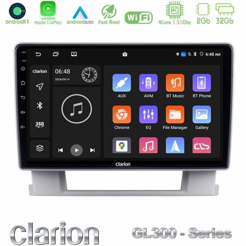 Clarion GL300 Series 4Core Android11 2+32GB Opel Astra J 2010-2014 Navigation Multimedia Tablet 9