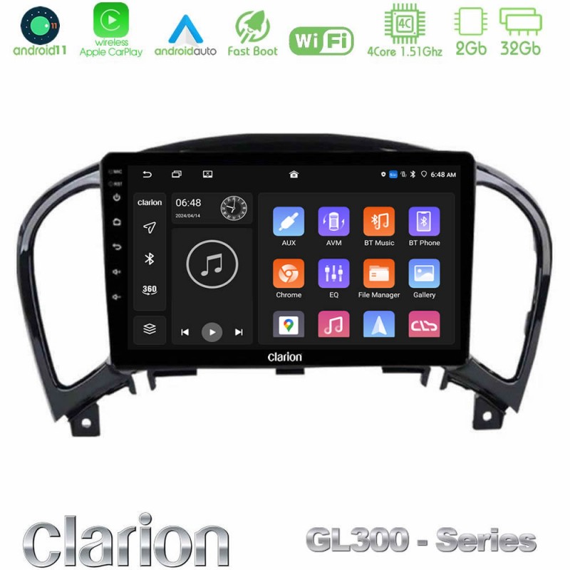 Clarion GL300 Series 4Core Android11 2+32GB Nissan Juke Navigation Multimedia Tablet 9