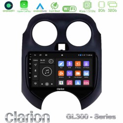 Clarion GL300 Series 4Core Android11 2+32GB Nissan Micra 2011-2014 Navigation Multimedia Tablet 9