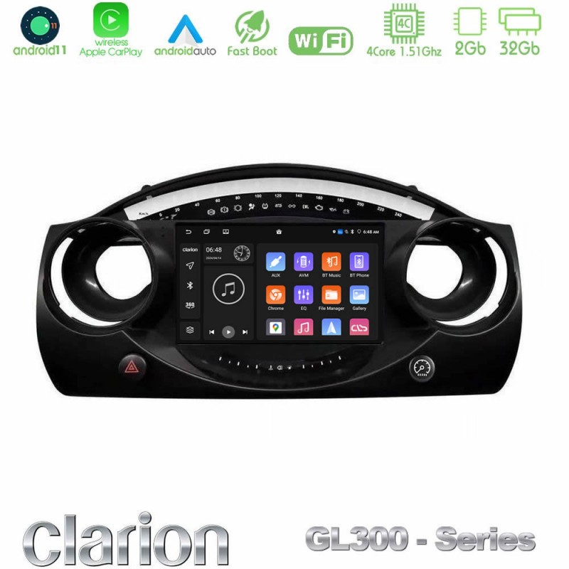 Clarion GL300 Series 4Core Android11 2+32GB Mini Cooper R50 Navigation Multimedia Tablet 9