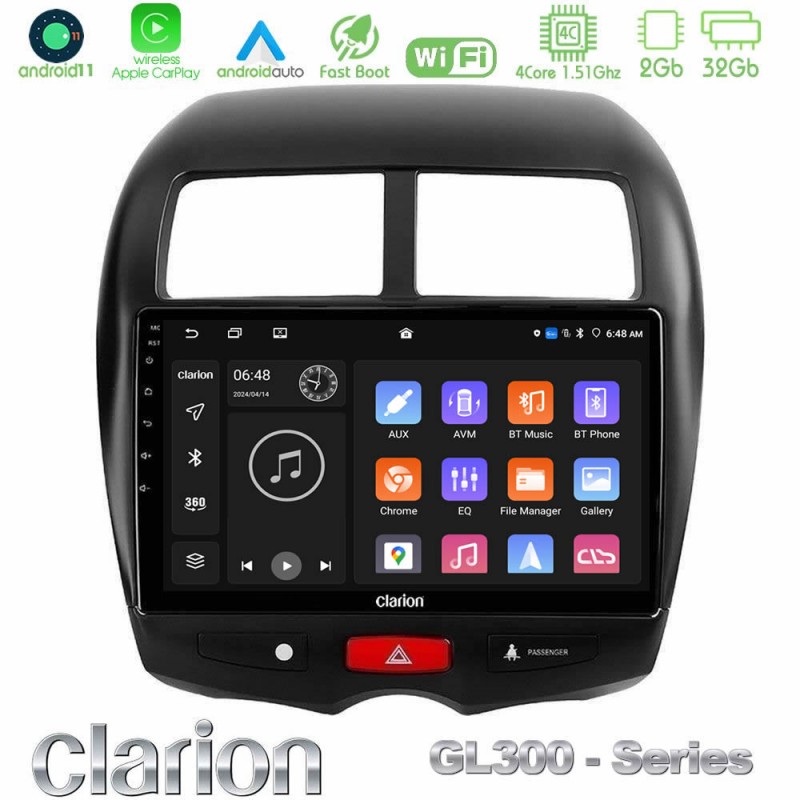 Clarion GL300 Series 4Core Android11 2+32GB Mitsubishi ASX Navigation Multimedia Tablet 10