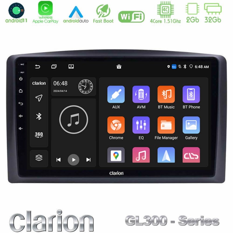 Clarion GL300 Series 4Core Android11 2+32GB Mercedes Vito 2015-2021 Navigation Multimedia Tablet 10