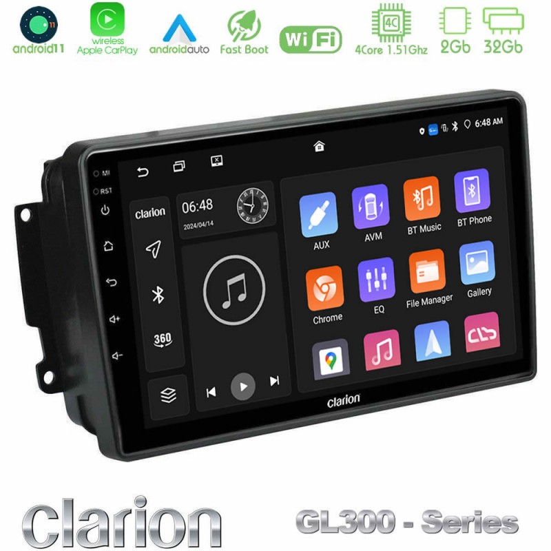 Clarion GL300 Series 4Core Android11 2+32GB Mercedes C/CLK/G Class (W203/W209) Navigation Multimedia Tablet 9