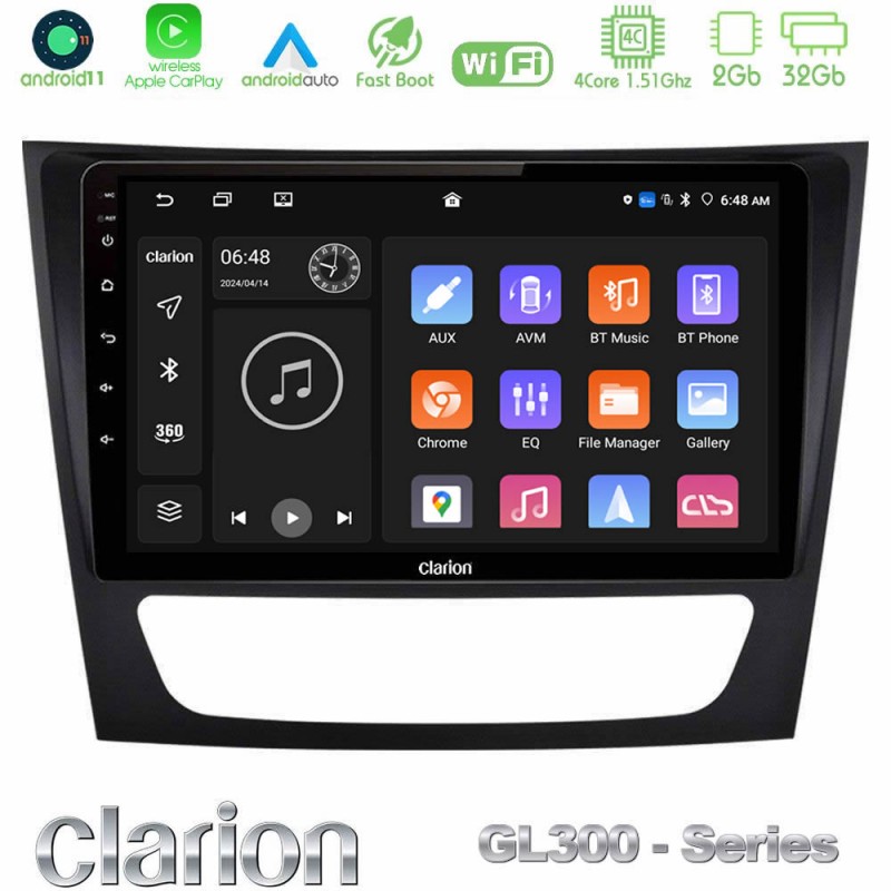 Clarion GL300 Series 4Core Android11 2+32GB Mercedes E Class / CLS Class Navigation Multimedia Tablet 9