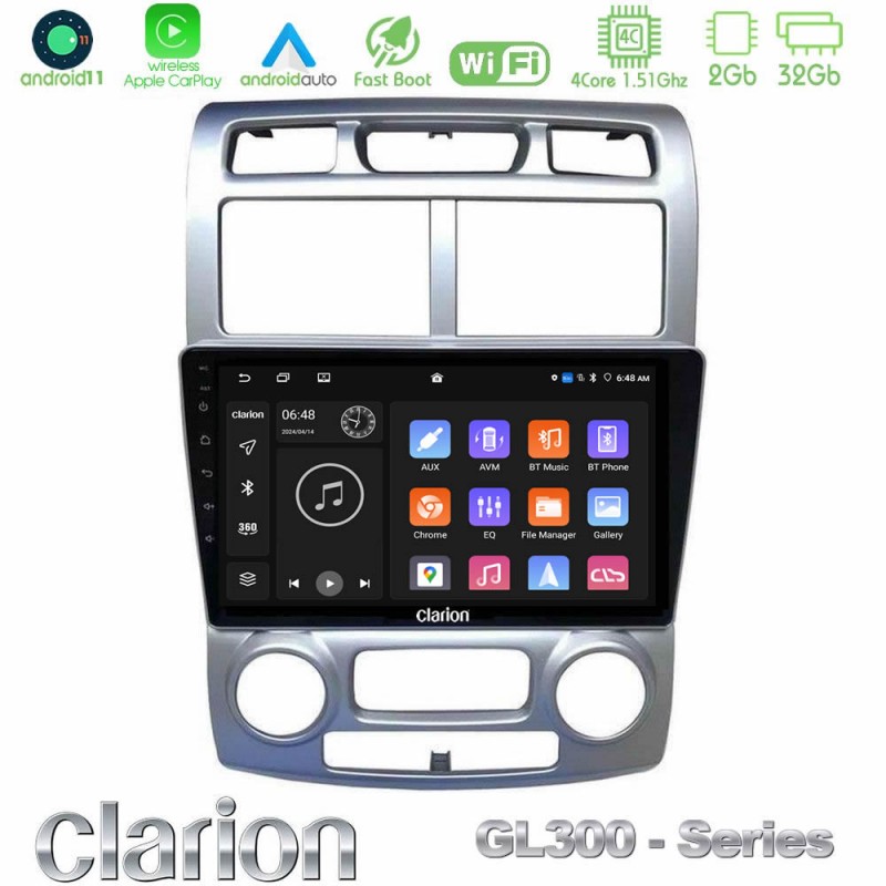 Clarion GL300 Series 4Core Android11 2+32GB Kia Sportage 2005-2008 Navigation Multimedia Tablet 9