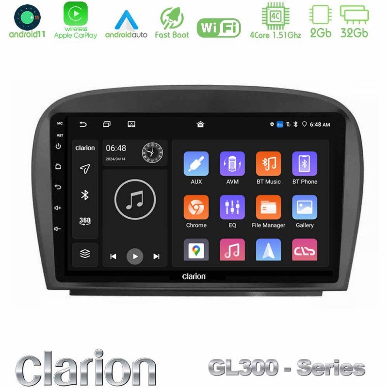 Clarion GL300 Series 4Core Android11 2+32GB Mercedes SL Class 2005-2011 Navigation Multimedia Tablet 9