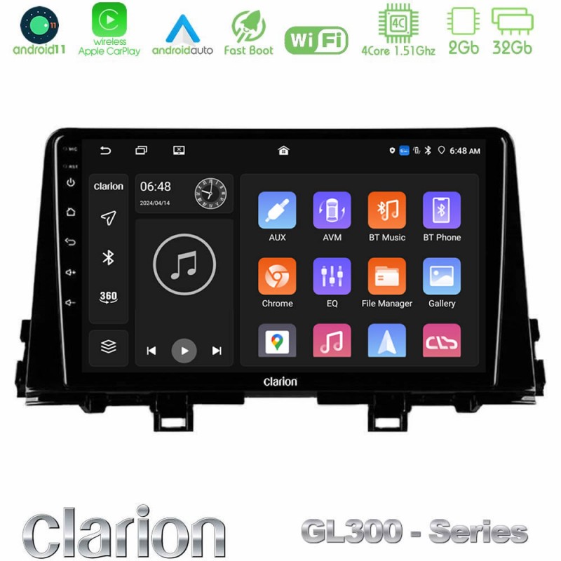 Clarion GL300 Series 4Core Android11 2+32GB Kia Picanto 2017-2021 Navigation Multimedia Tablet 9