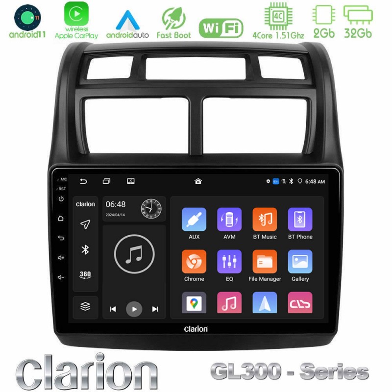 Clarion GL300 Series 4Core Android11 2+32GB Kia Sportage 2008-2011 Navigation Multimedia Tablet 9