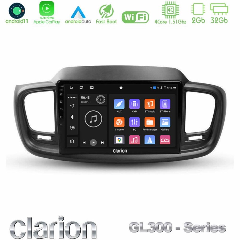 Clarion GL300 Series 4Core Android11 2+32GB Kia Sorento 2018-2021 Navigation Multimedia Tablet 9