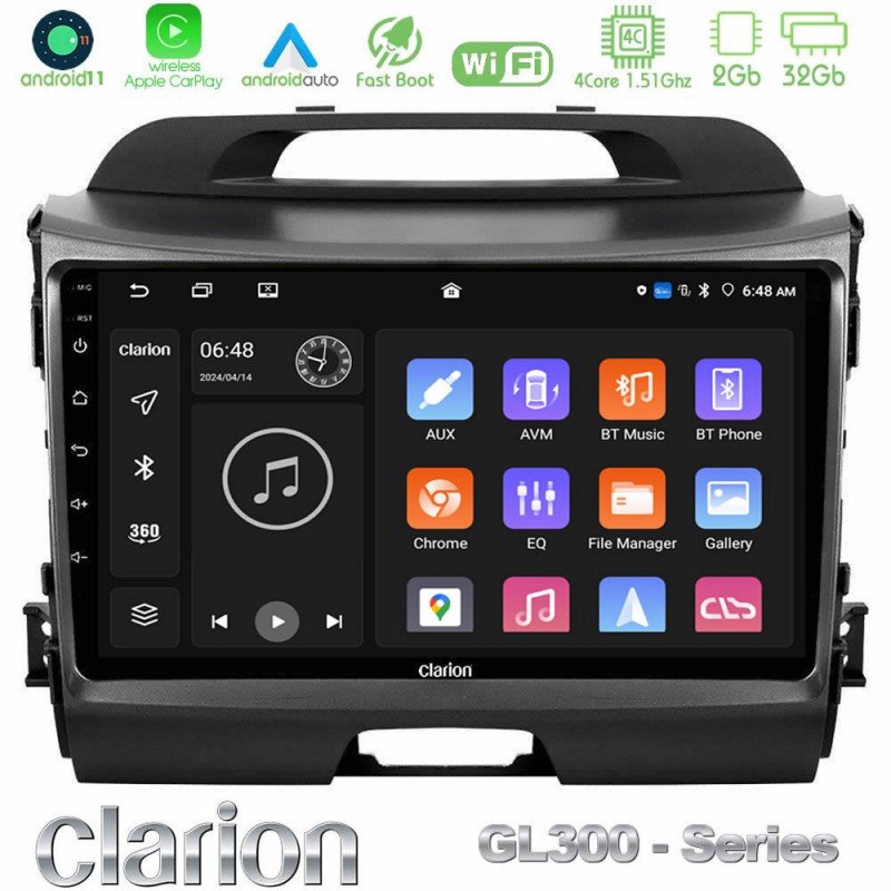 Clarion GL300 Series 4Core Android11 2+32GB Kia Sportage Navigation Multimedia Tablet 9