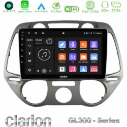 Clarion GL300 Series 4Core Android11 2+32GB Hyundai i20 2009-2012 Manual A/C Navigation Multimedia Tablet 9