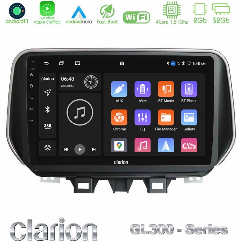 Clarion GL300 Series 4Core Android11 2+32GB Hyundai ix35 Navigation Multimedia Tablet 10