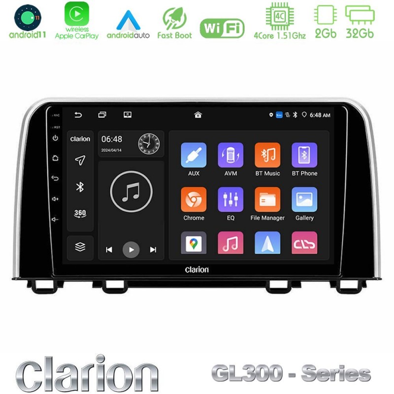 Clarion GL300 Series 4Core Android11 2+32GB Honda CR-V 2019-&gt; Navigation Multimedia Tablet 10