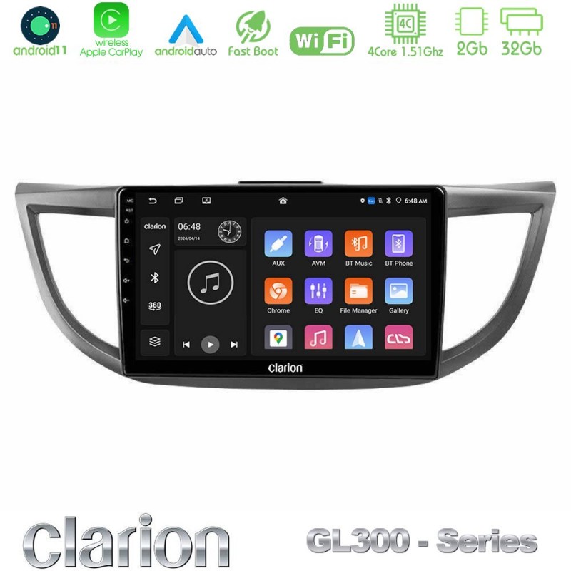 Clarion GL300 Series 4Core Android11 2+32GB Honda CRV 2012-2017 Navigation Multimedia Tablet 9