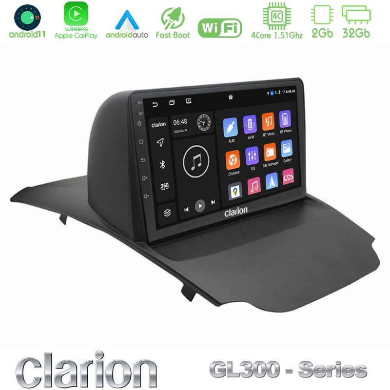 Clarion GL300 Series 4Core Android11 2+32GB Ford Ecosport 2014-2017 Navigation Multimedia Tablet 10