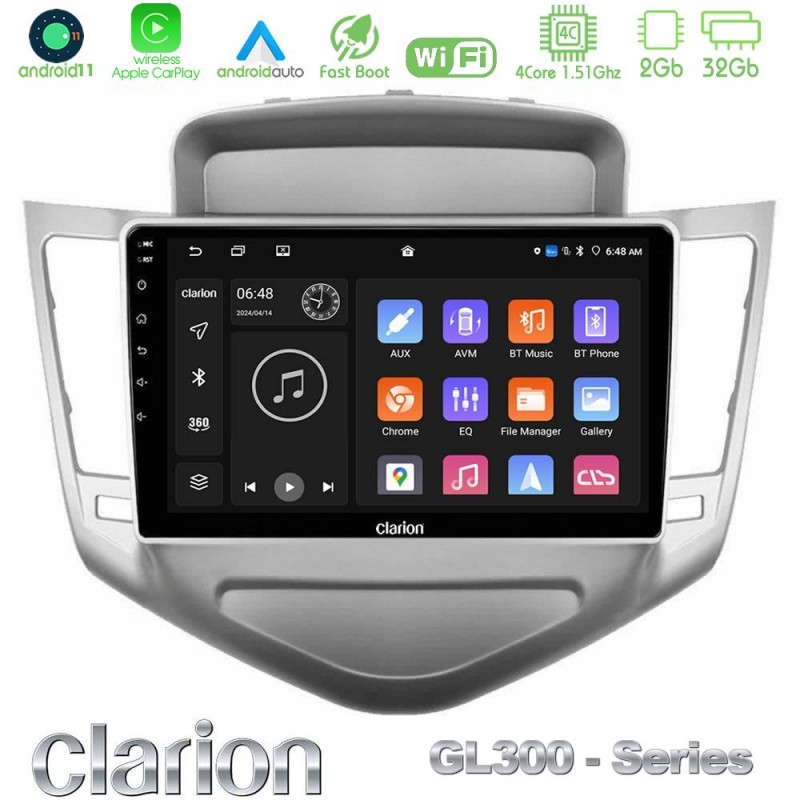 Clarion GL300 Series 4Core Android11 2+32GB Chevrolet Cruze 2009-2012 Navigation Multimedia Tablet 9