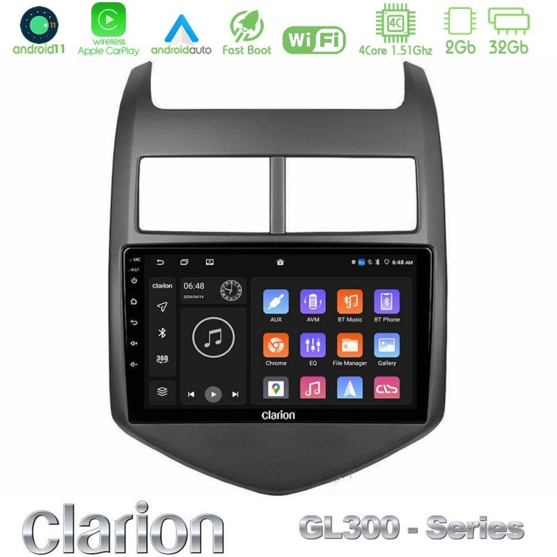 Clarion GL300 Series 4Core Android11 2+32GB Chevrolet Aveo 2011-2017 Navigation Multimedia Tablet 9