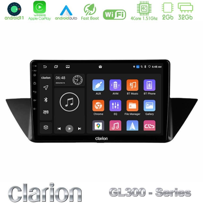 Clarion GL300 Series 4Core Android11 2+32GB BMW Χ1 E84 Navigation Multimedia Tablet 10