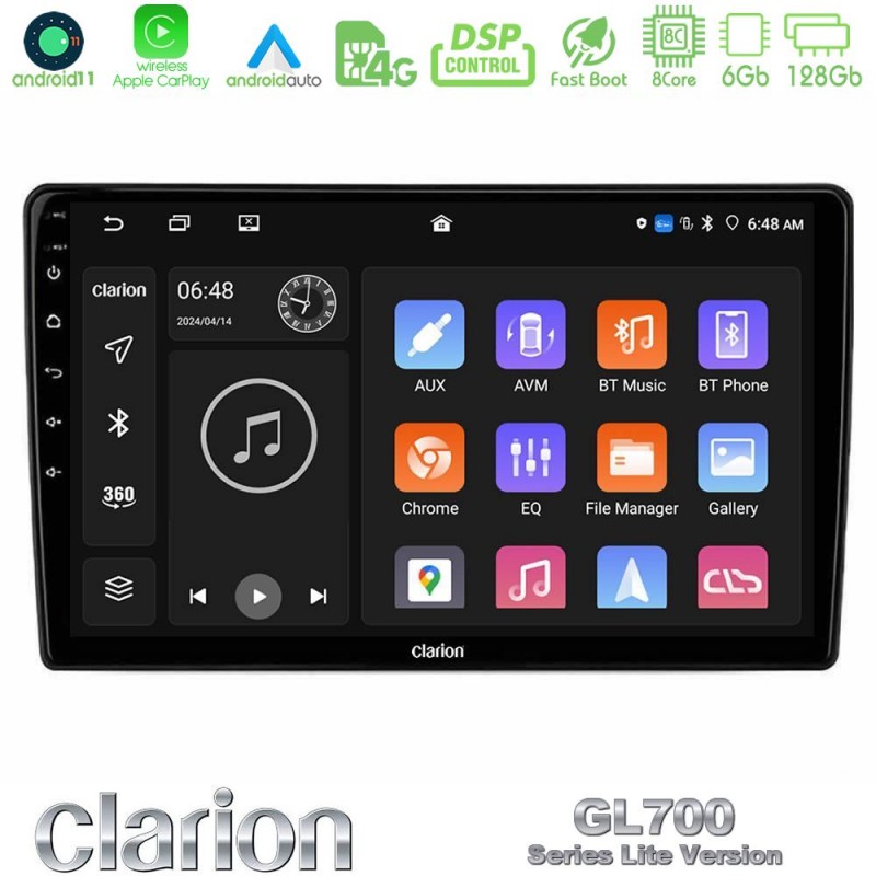 Clarion GL700 Lite Series Alfa Romeo Mito 2008-2014 8Core Android11 6+128GB Navigation Multimedia Tablet 9