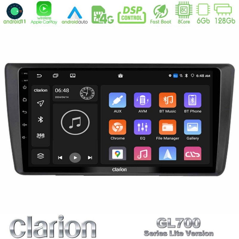 Clarion GL700 Lite Series Skoda Octavia 2004-2012 8Core Android11 6+128GB Navigation Multimedia Tablet 9″ Με Carplay & Android Auto