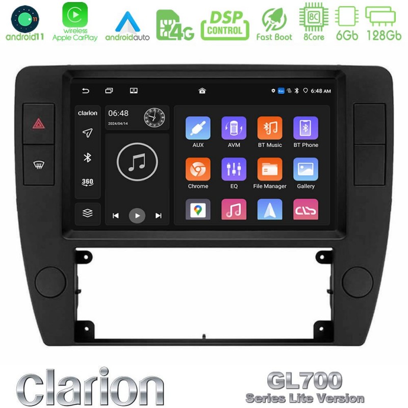 Clarion GL700 Lite Series 8Core Android11 6+128GB VW Passat B5 2001-2005 Navigation Multimedia Tablet 9