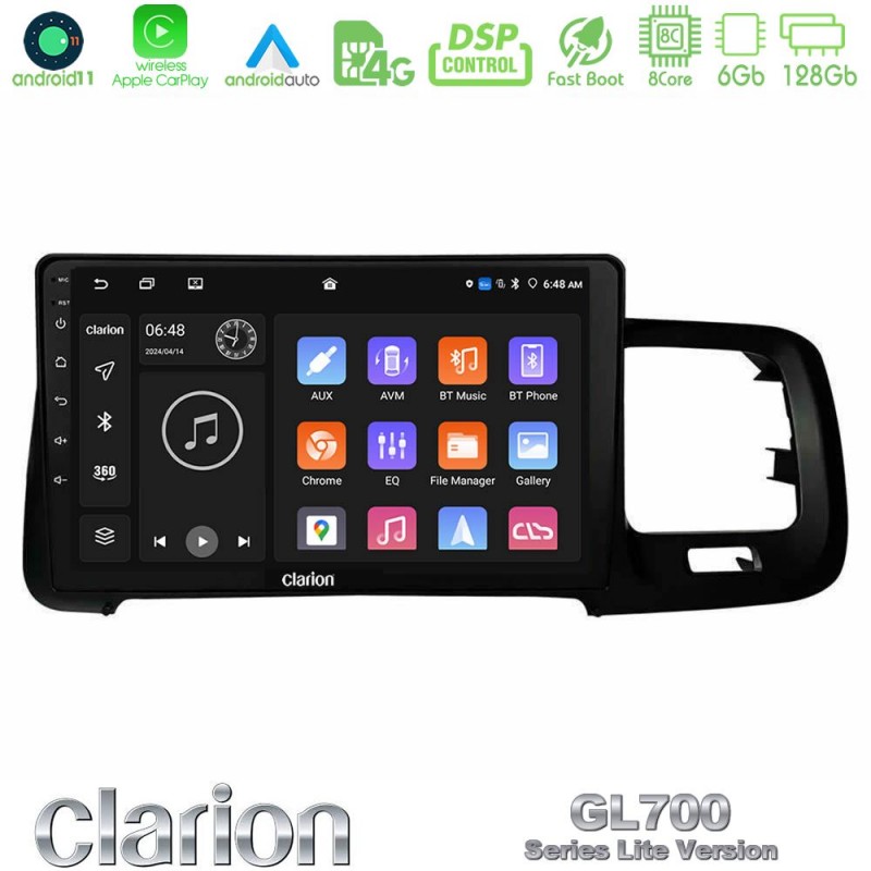 Clarion GL700 Lite Series 8Core Android11 6+128GB Volvo S60 2010-2018 Navigation Multimedia Tablet 9