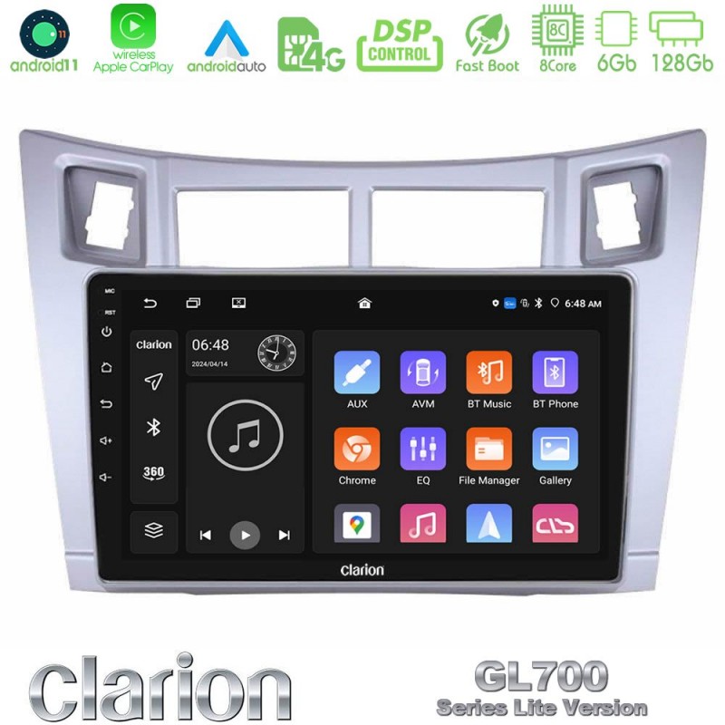 Clarion GL700 Lite Series 8Core Android11 6+128GB Toyota Yaris Navigation Multimedia Tablet 9