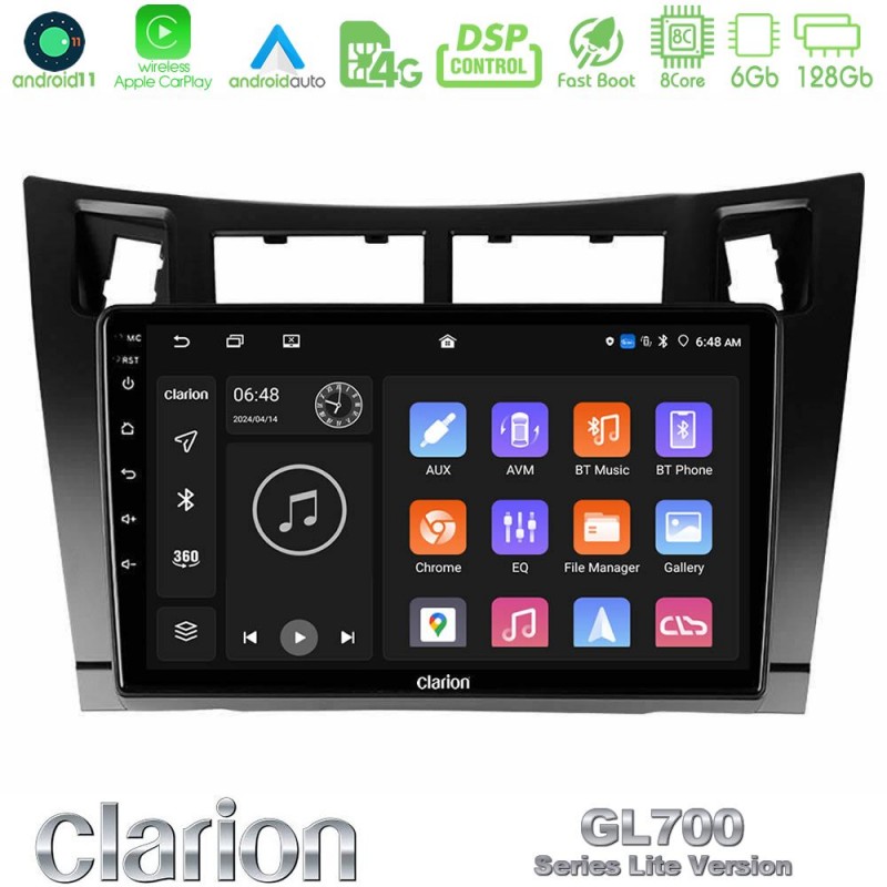 Clarion GL700 Lite Series 8Core Android11 6+128GB Toyota Yaris Navigation Multimedia Tablet 9