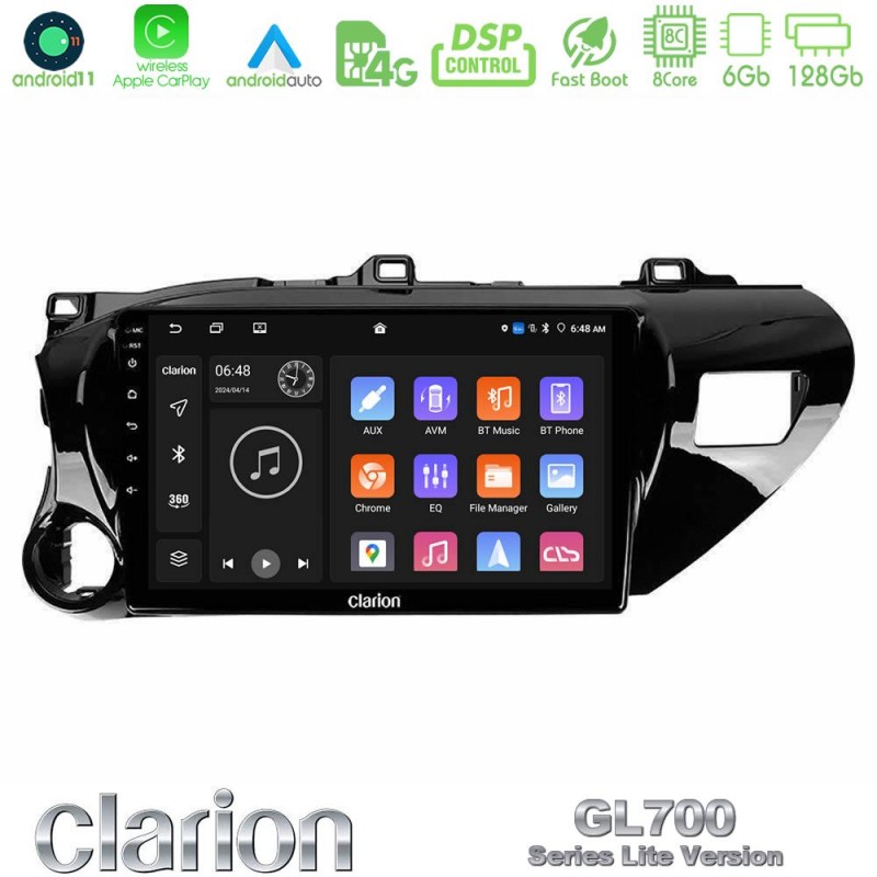 Clarion GL700 Lite Series 8Core Android11 6+128GB Toyota Hilux 2017-2021 Navigation Multimedia Tablet 10