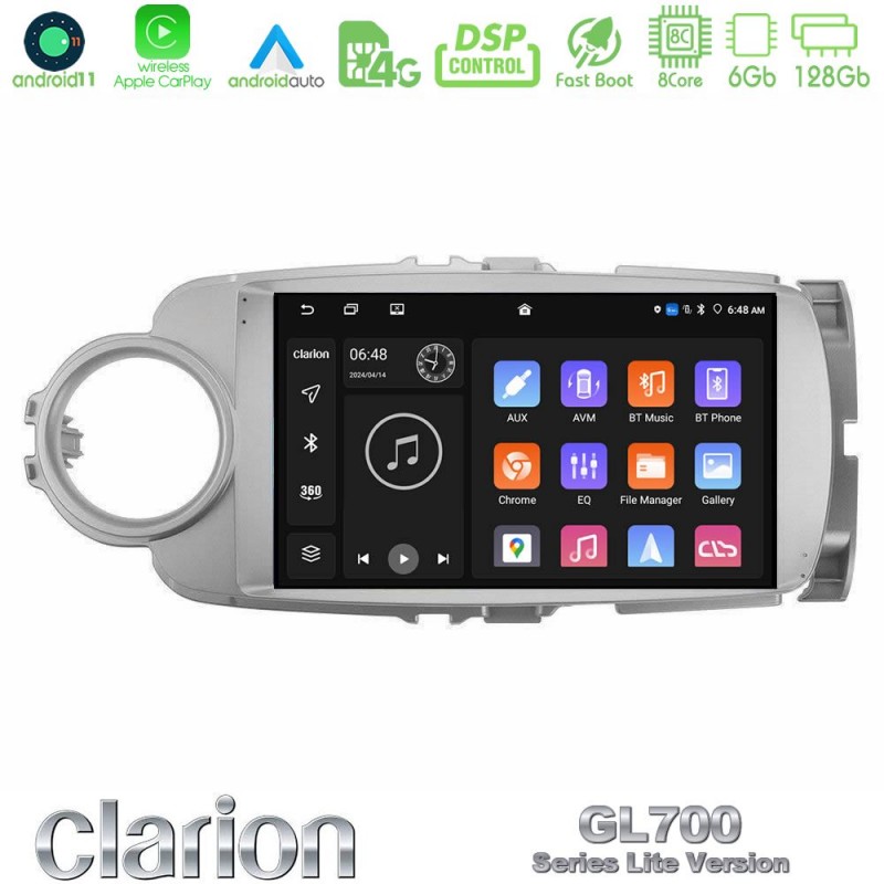 Clarion GL700 Lite Series 8Core Android11 6+128GB Toyota Yaris Navigation Multimedia Tablet 9