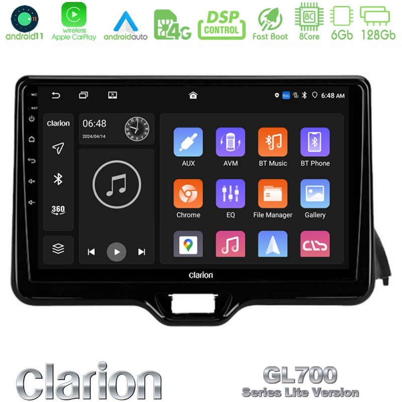 Clarion GL700 Lite Series 8Core Android11 6+128GB Toyota Yaris 2020-&gt; Navigation Multimedia Tablet 9