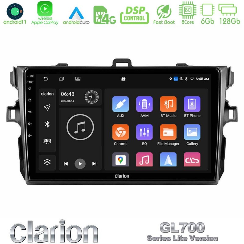 Clarion GL700 Lite Series 8Core Android11 6+128GB Toyota Corolla 2007-2012 Navigation Multimedia Tablet 9