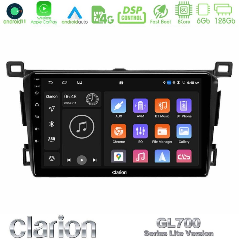 Clarion GL700 Lite Series 8Core Android11 6+128GB Toyota RAV4 2013-2018 Navigation Multimedia Tablet 9