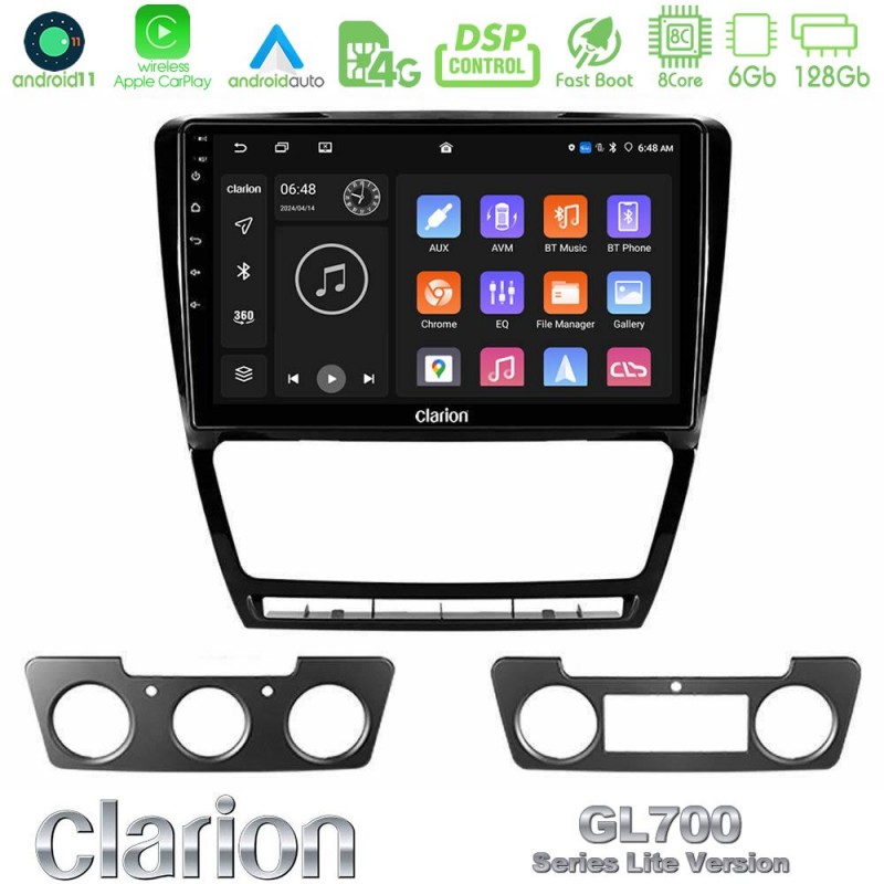 Clarion GL700 Lite Series 8Core Android11 6+128GB Skoda Octavia 5 Navigation Multimedia Tablet 10